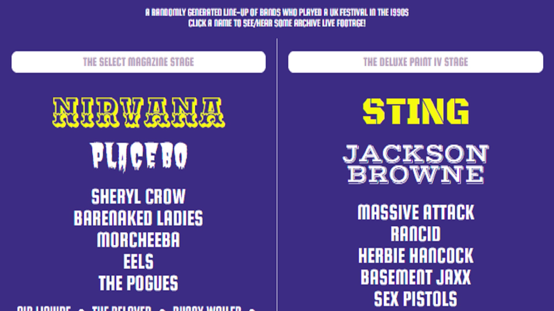 Arme el cartel de su festival musical soñado Arme el cartel de su festival musical soñado