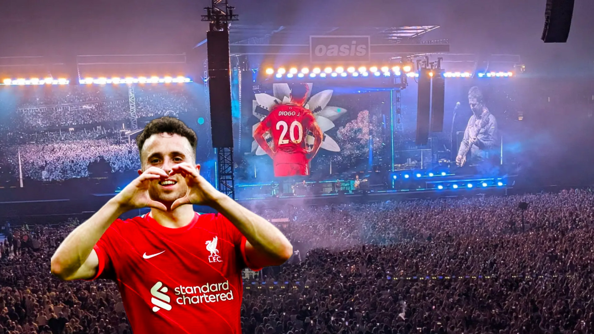 Oasis conmueve a Cardiff con emotivo homenaje a Diogo Jota