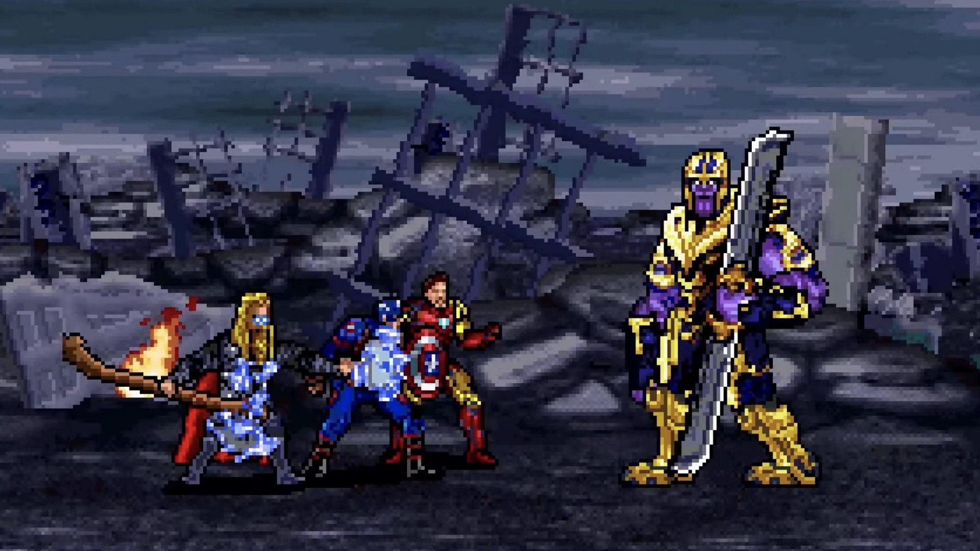 Ahora se puede volver a ver la batalla de 'Avengers: Endgame' pero en 16 bits